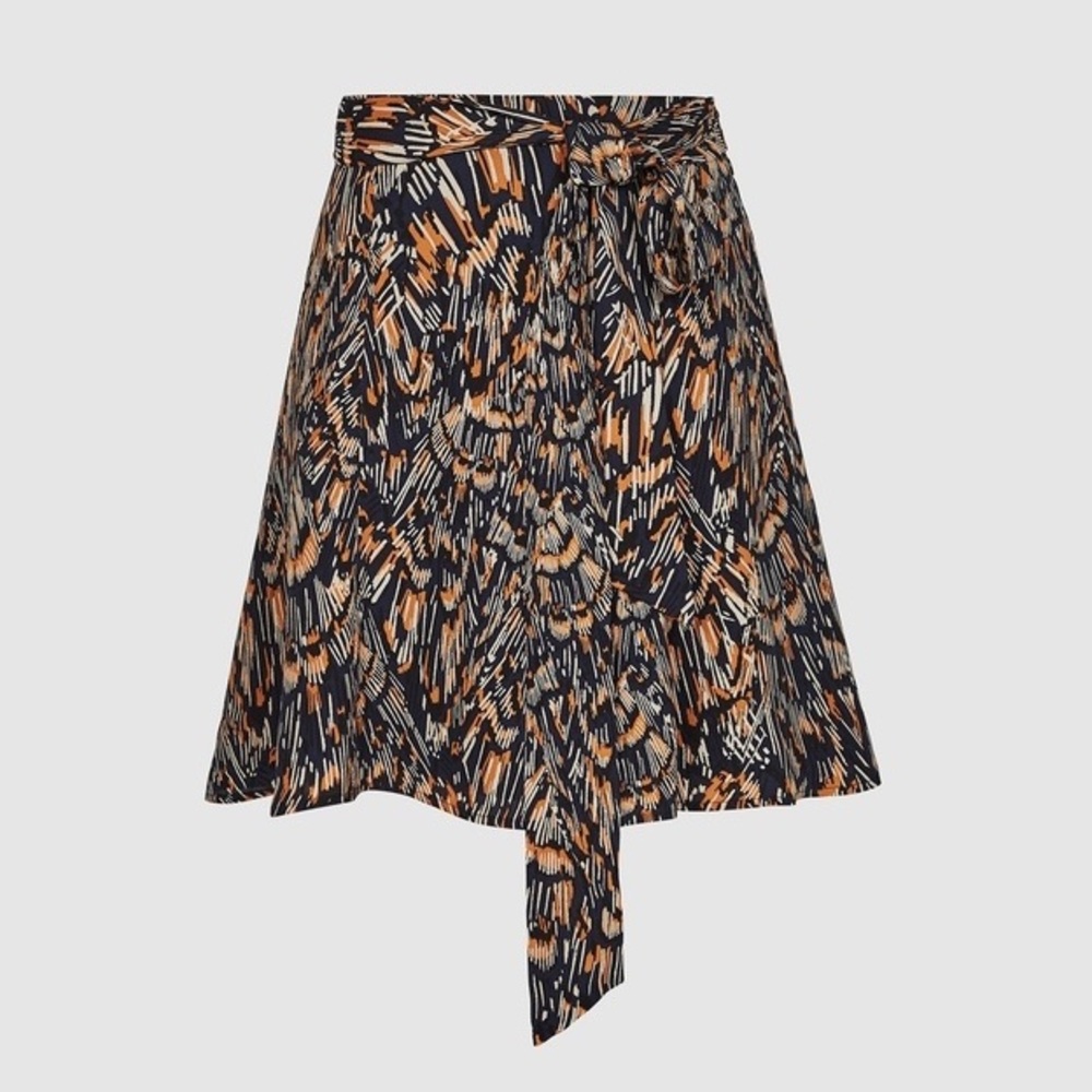 Reiss Yvette Feather Printed Chiffon Mini Skirt
